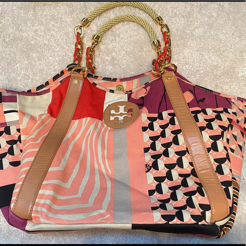 Authentic mixed media Tory Burch tote